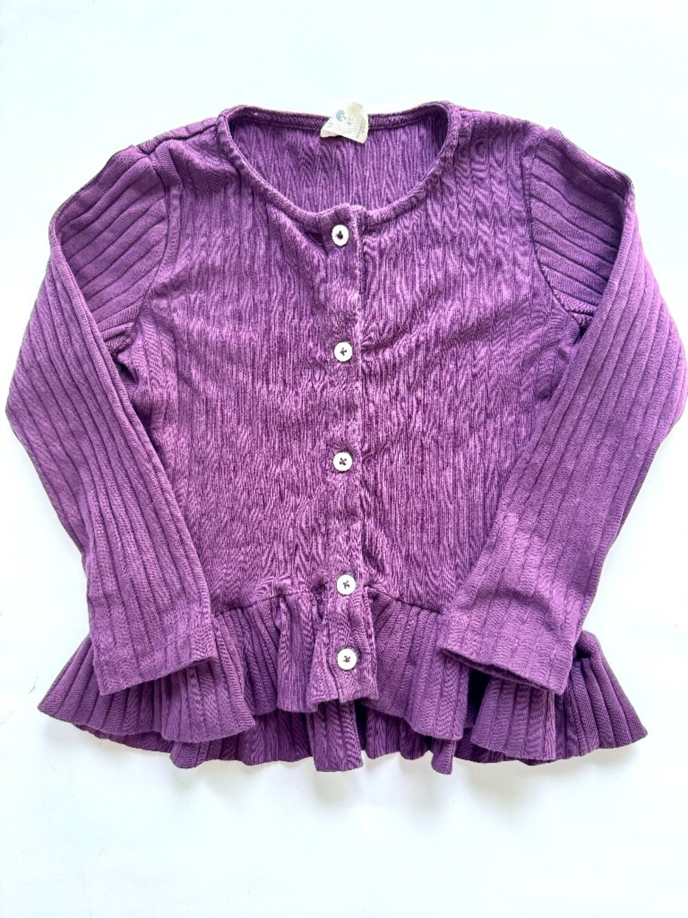 Kate Quinn Purple Ribbed Peplum Cardigan 4T Girls